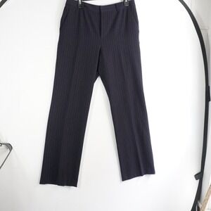Chaps Womens Pinstripe Dress Pants wide leg Trousers Career Navy Blue‎ Size 10